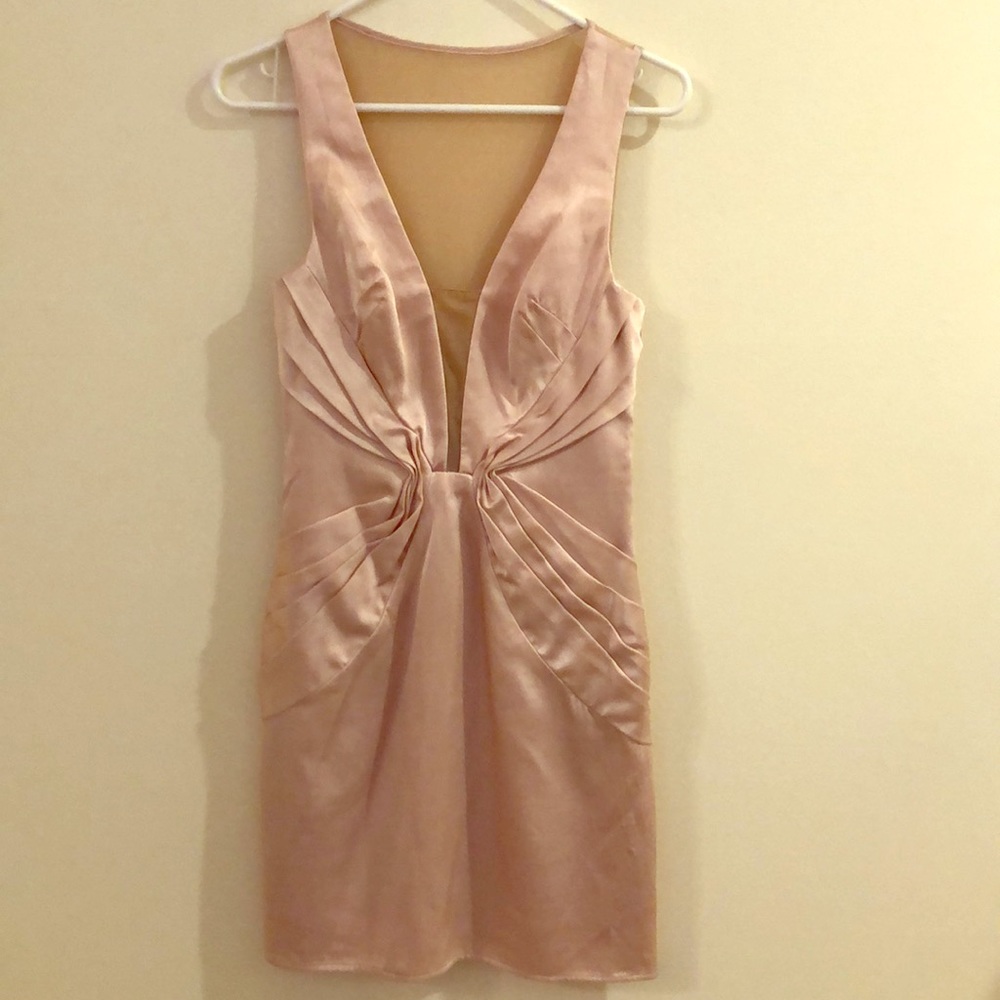 Light pink satin cocktail dress
